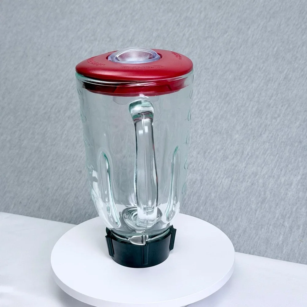 Osterizer Blender 5 Cup Glass Jar Pitcher Red Lid Blade Bottom Cap M124